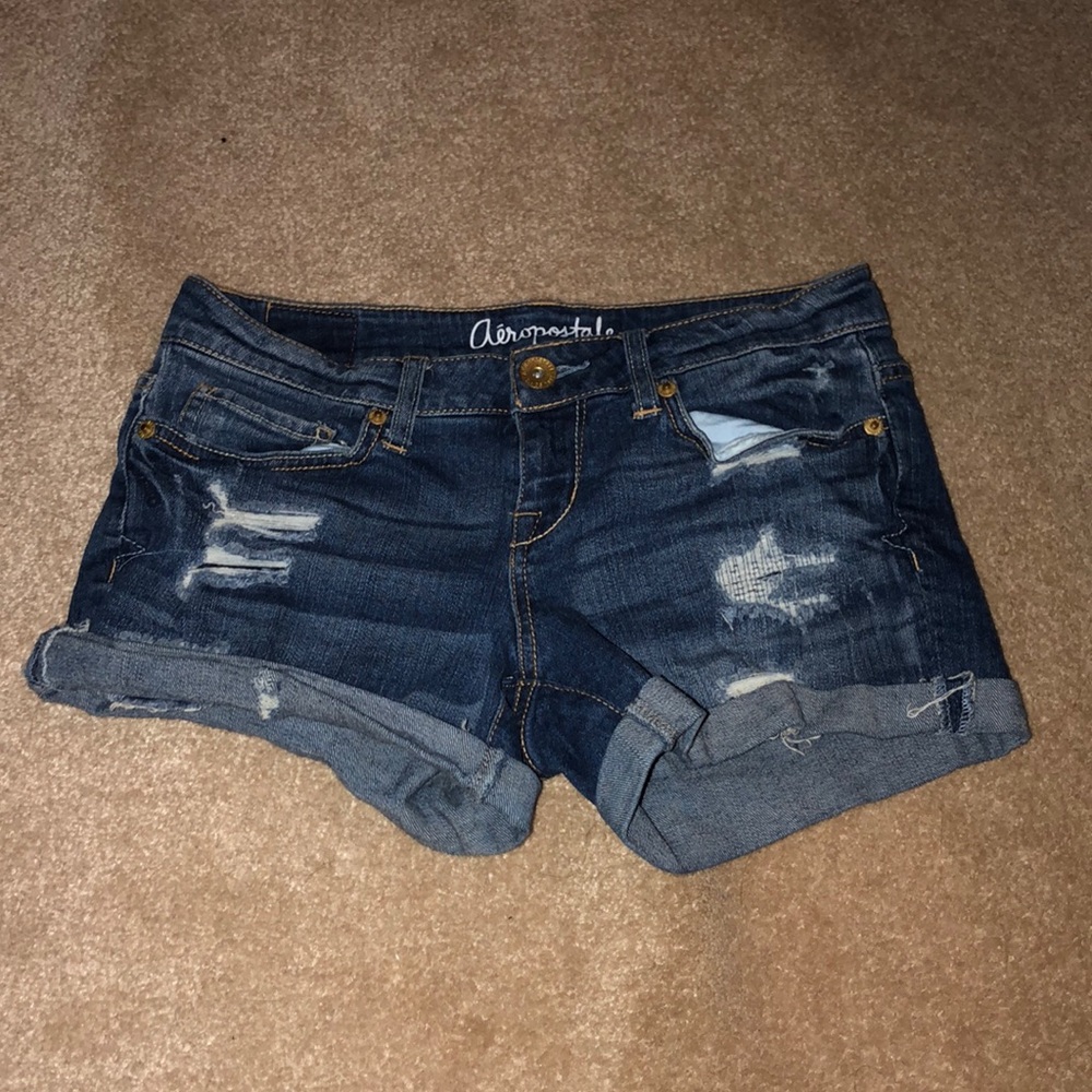 aeropostale midi ripped jean shorts